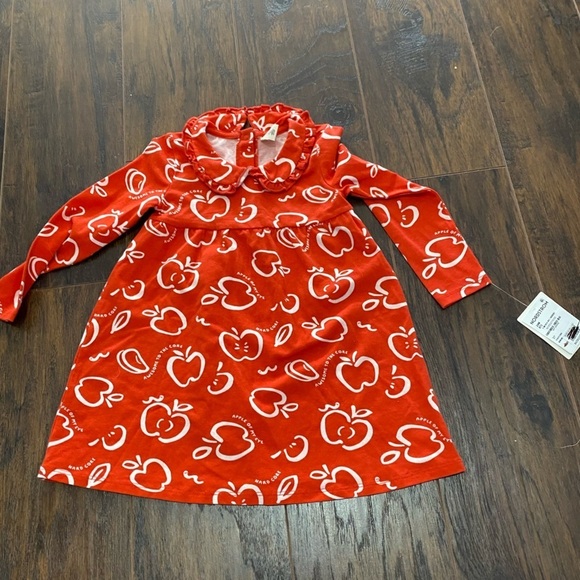 Tucker + Tate Other - Tucker + Tate Red Apple Print Long Sleeve NWT Bib Mini Dress Size 24M 24 Months